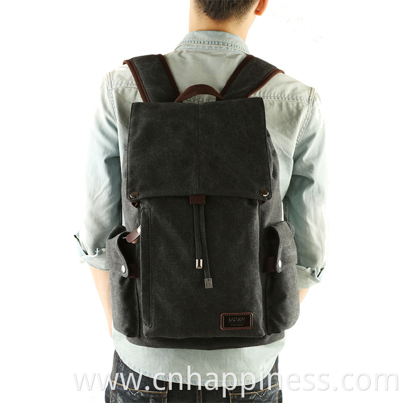 Large leisure outdoor business hiking bags backpacks carry on travel computer vintage canvas backpack